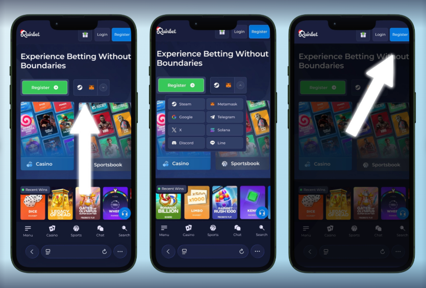 Rainbet mobilapp på telefoner